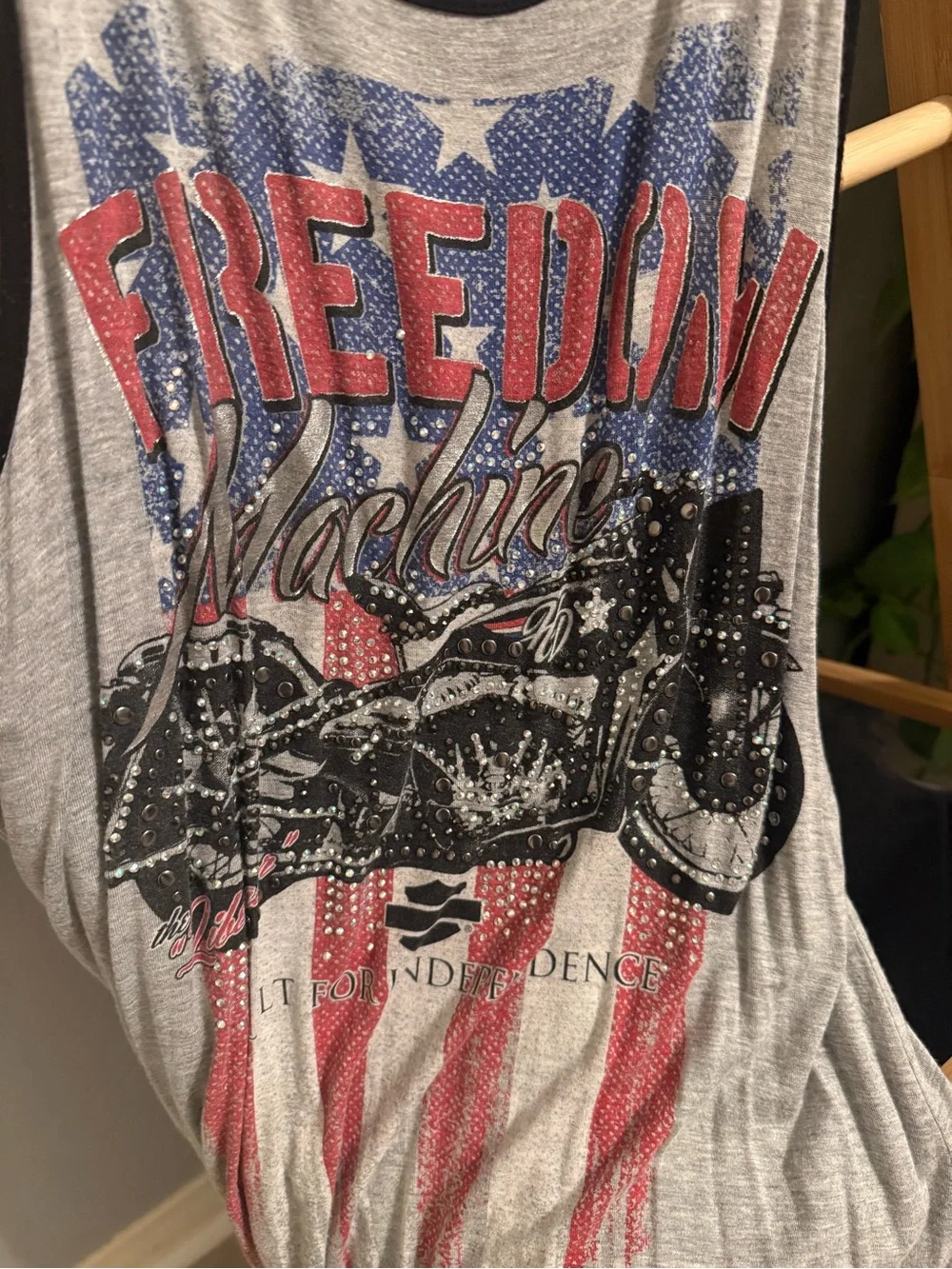 Harley Davidson Fringed Graphic Tank - Grey with Red & Blue Graphic - Picture 5 of 5
